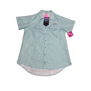 Habit Pike's Pier Fishing Shirt UPF 40+ Turquoise Check Ladies Medium MSRP 34.99